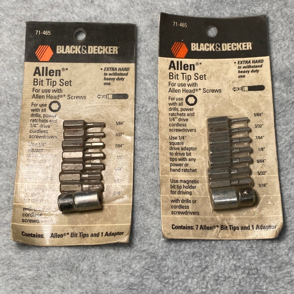 Black &‎ Decker Allen Bit Tip Set 71-465 1/4 Drive 16pc Lot Hex Power Drill Bits